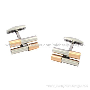 Stainless steel cufflinks, with rose gold and fashionable